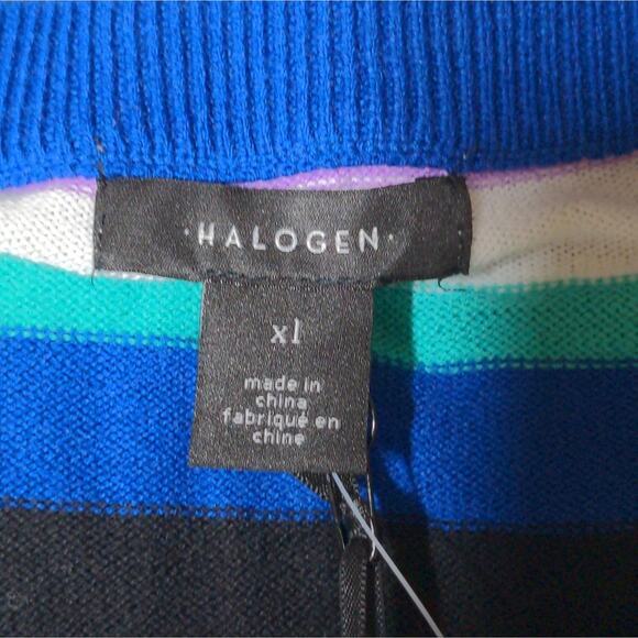 Halogen (Nordstrom) Crew Neck Sweater Blue- Lavender Multi Stripe XL New - Picture 8 of 11